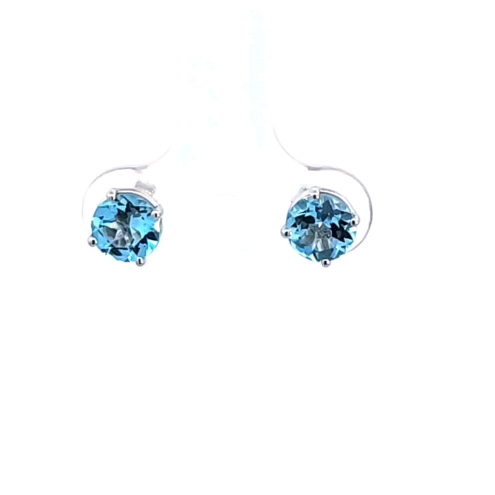 14KW Blue Topaz Stud Earrings