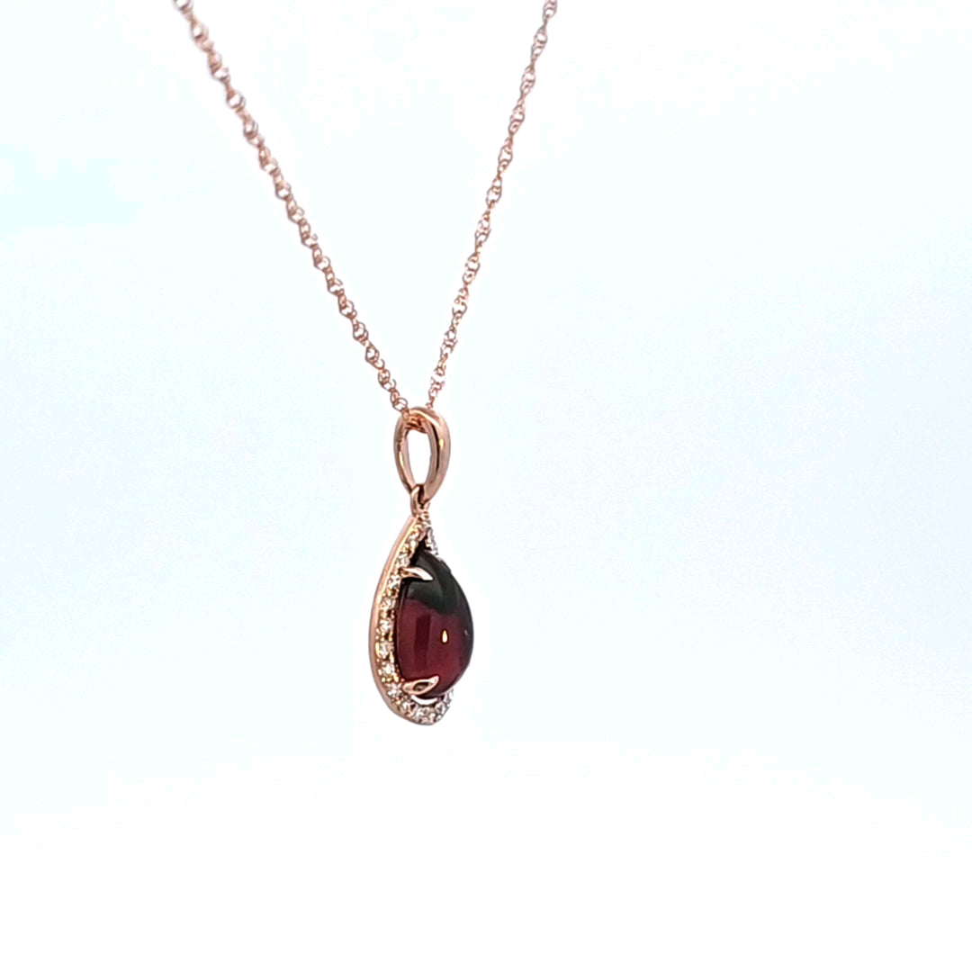 14KR Garnet and Diamond Pendant