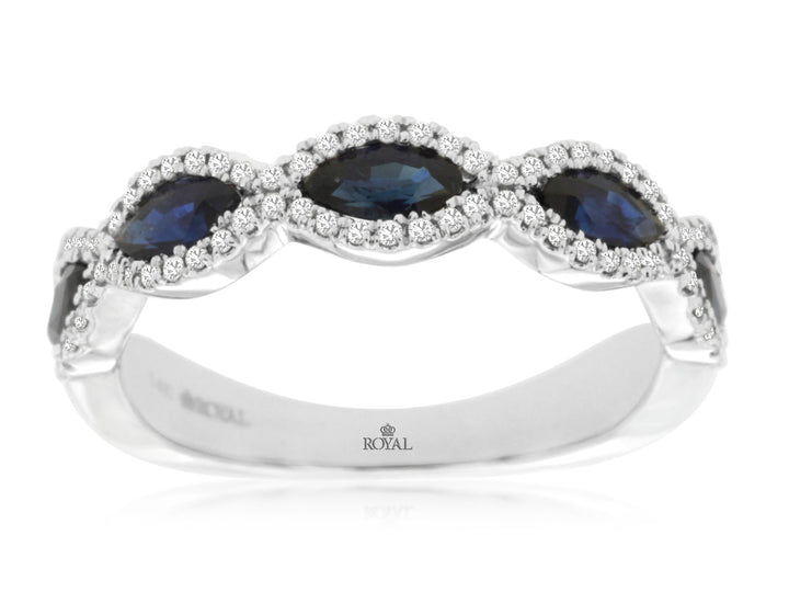 14KW Marquise Sapphire and Diamond Fashion Ring