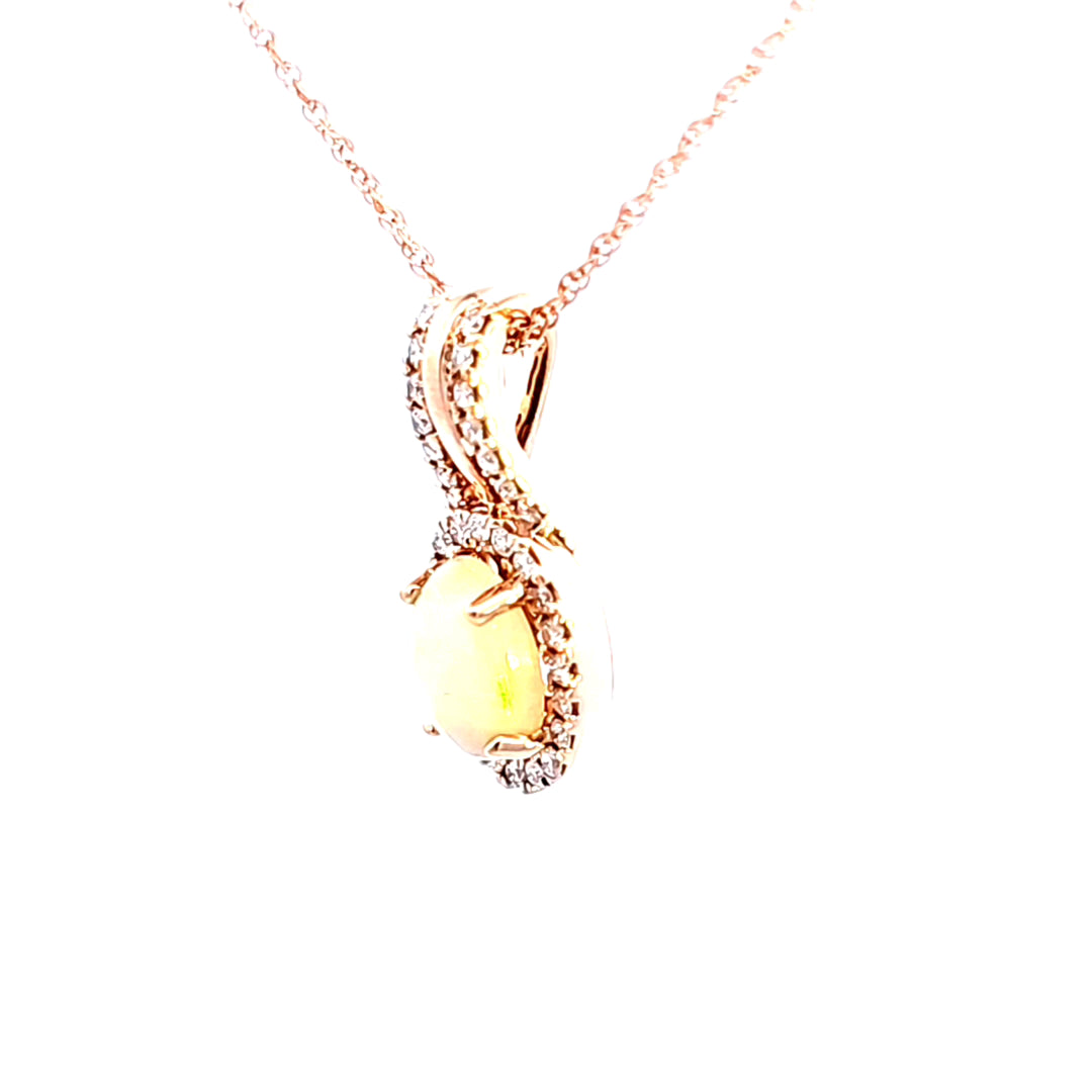 14KR Opal and Diamond Pendant