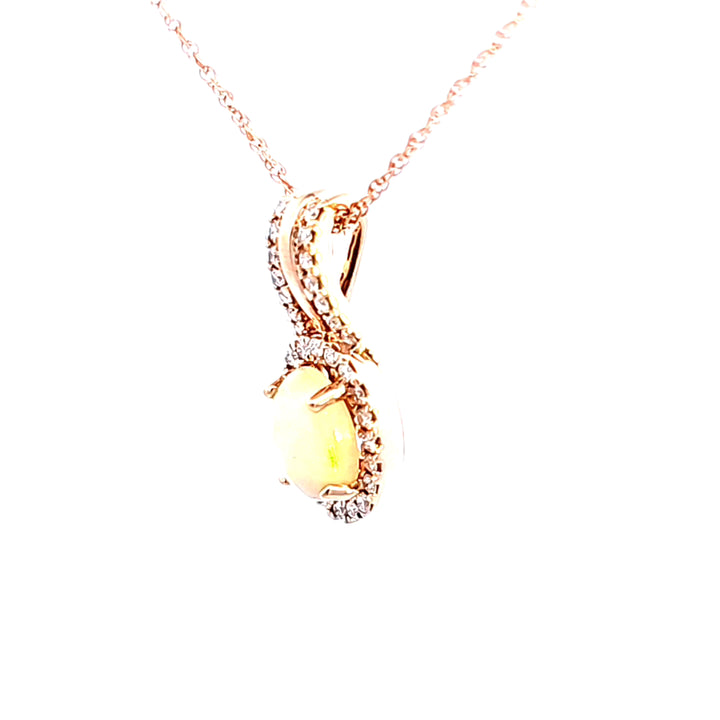 14KR Opal and Diamond Pendant