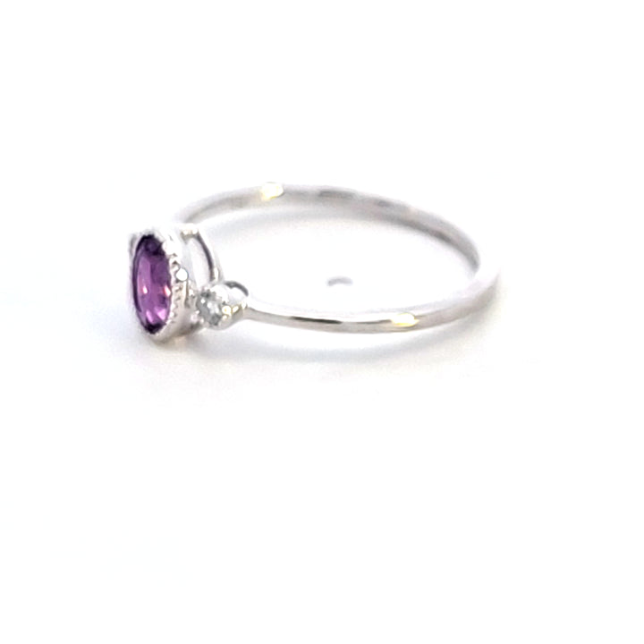 14KW Amethyst and Diamond Fashion Ring