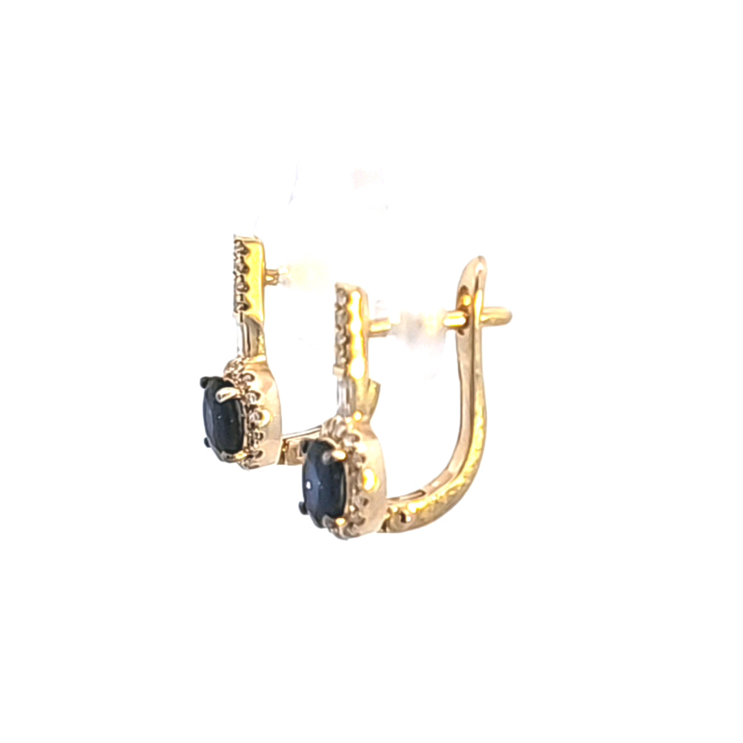 14KY Blue Sapphire and Diamond Earrings