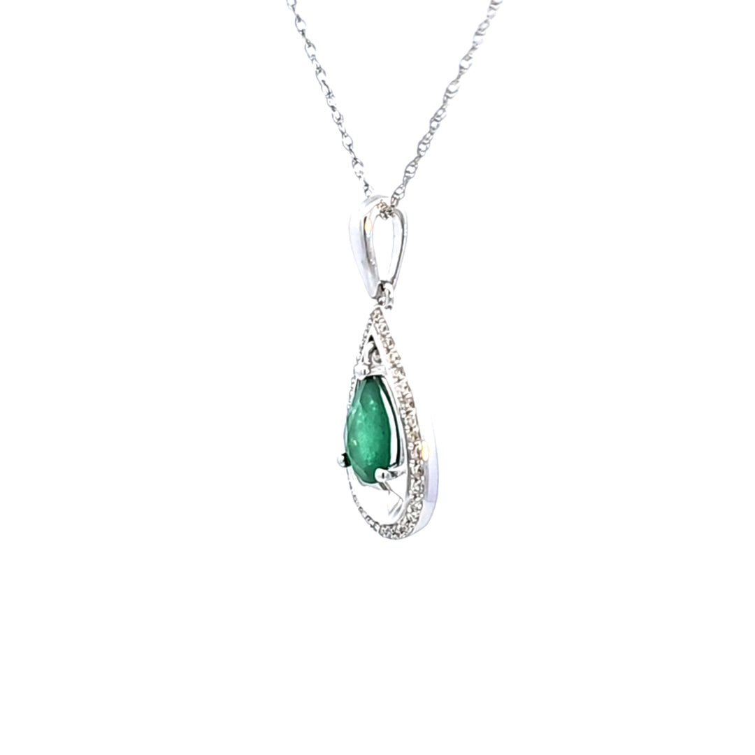 14KW Emerald and Diamond Pendant