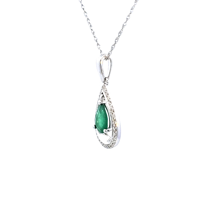 14KW Emerald and Diamond Pendant