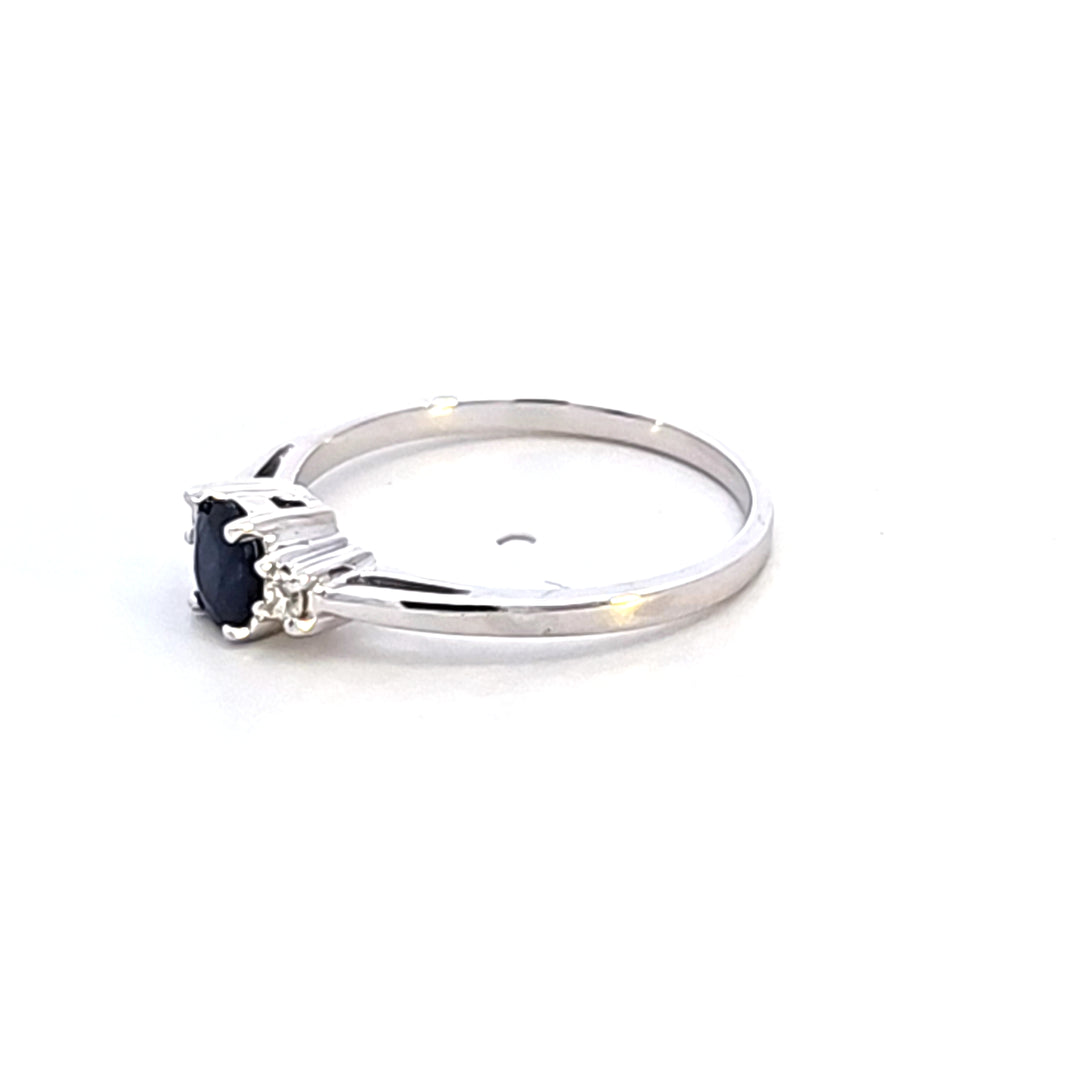 14KW Blue Sapphire and Diamond Fashion Ring