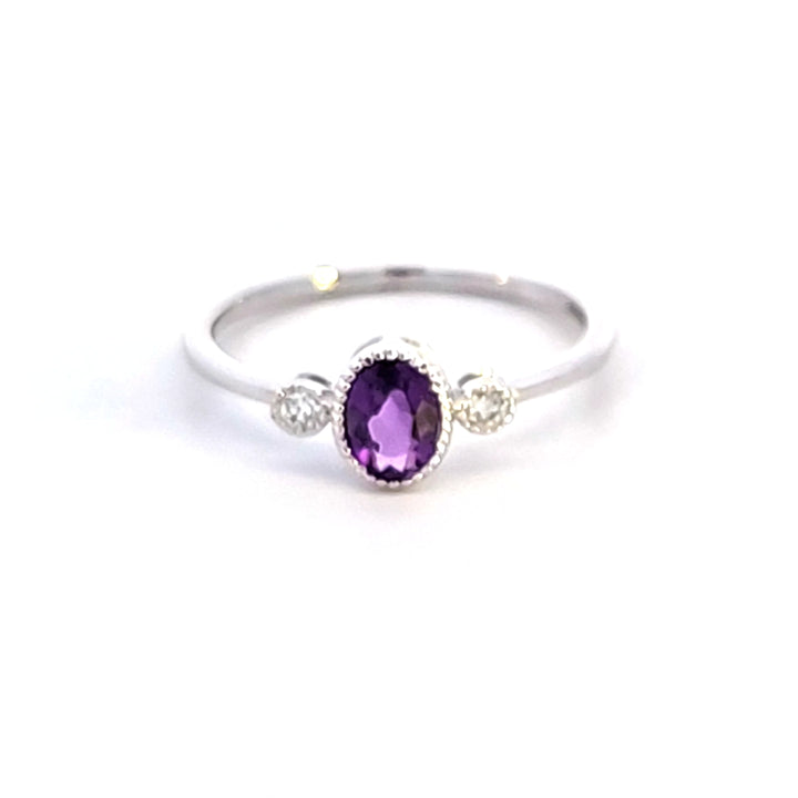 14KW Amethyst and Diamond Fashion Ring