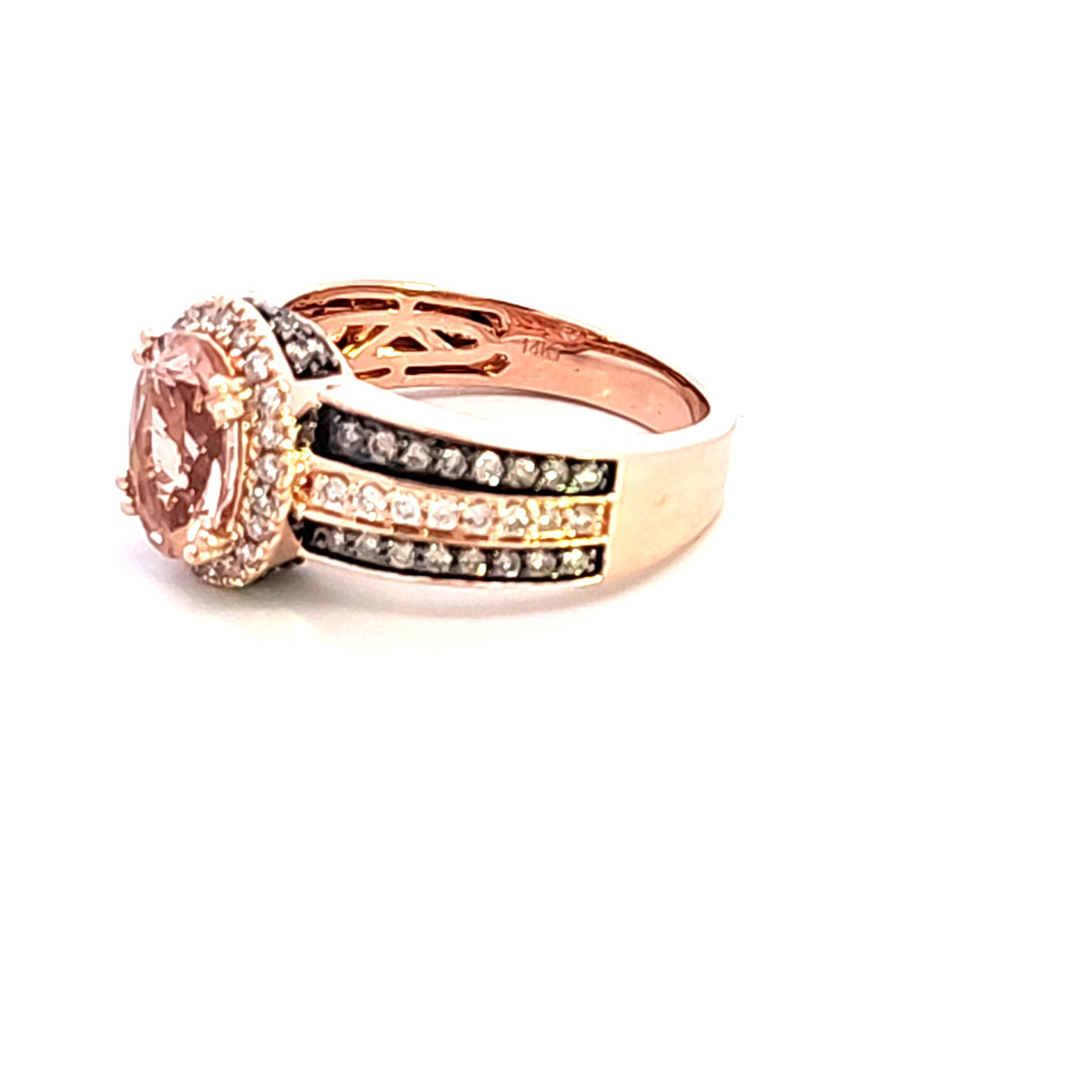 14KR Morganite and Diamond Estate Ring
