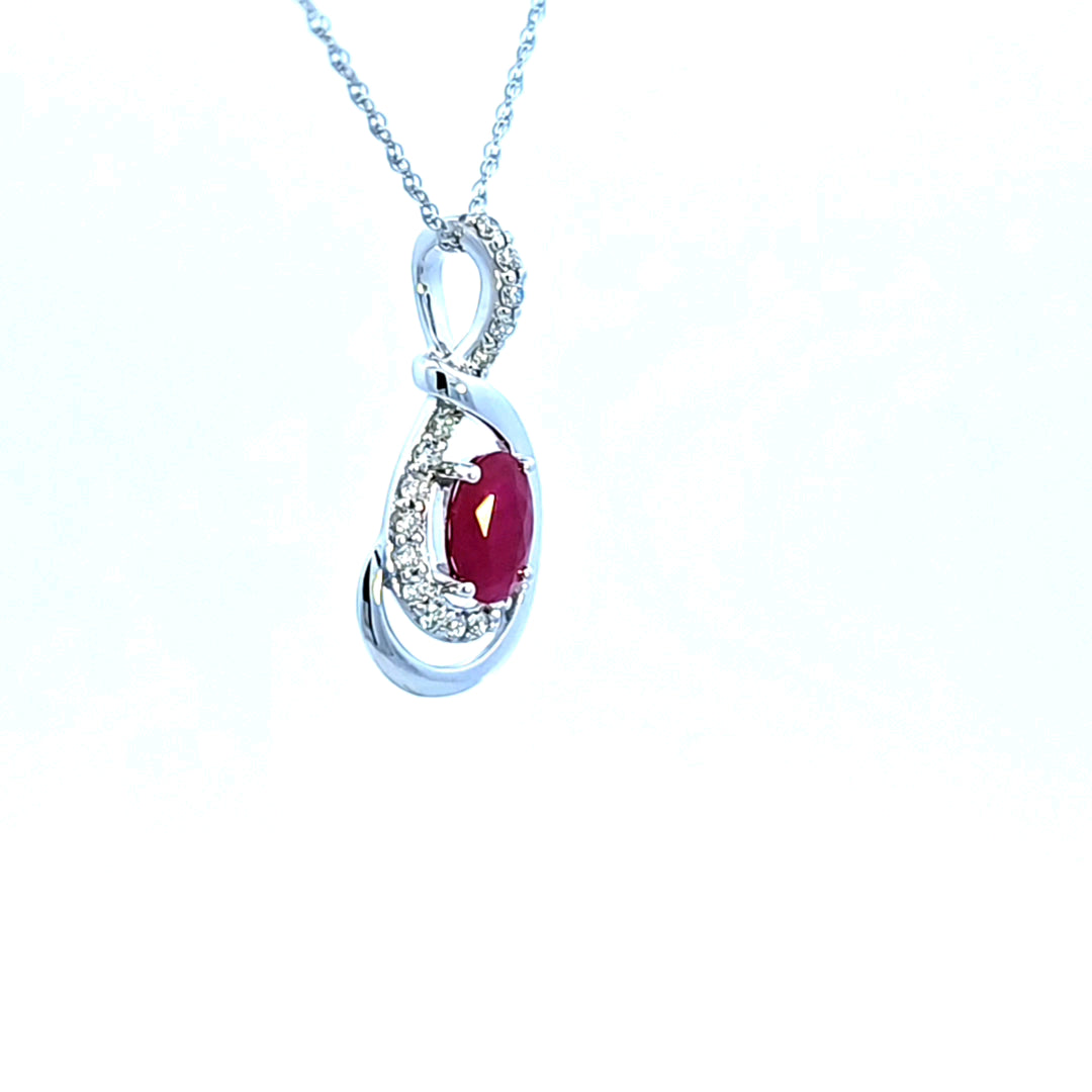 14KW Ruby and Diamond Pendant