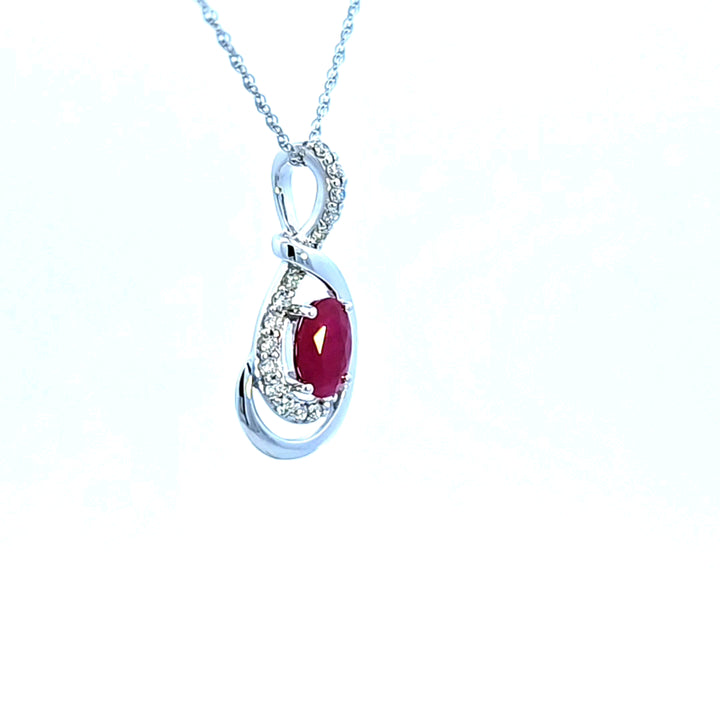 14KW Ruby and Diamond Pendant