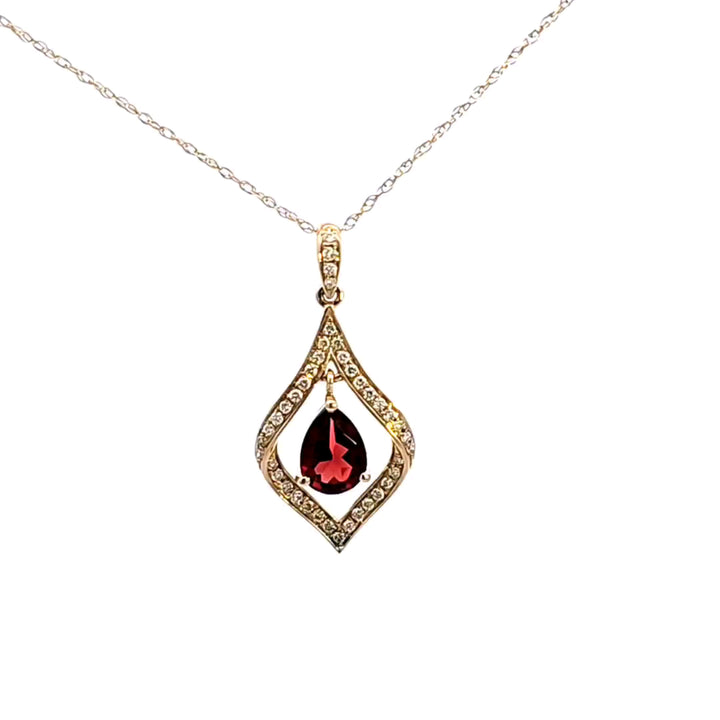 14KY Garnet and Diamond Pendant