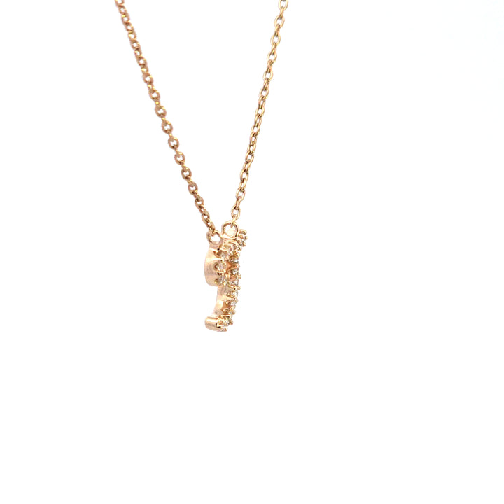 10KY Diamond Script Initial T Necklace