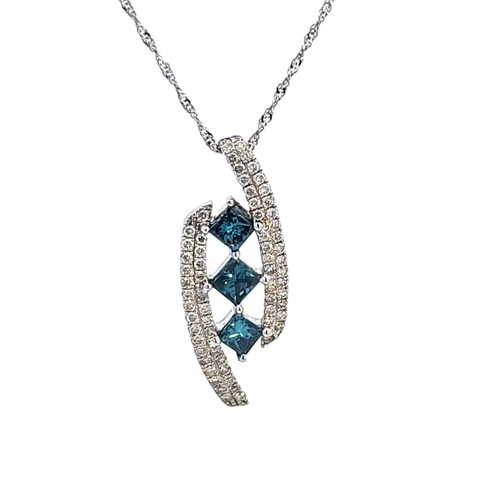 14KW Blue and White Diamond Pendant
