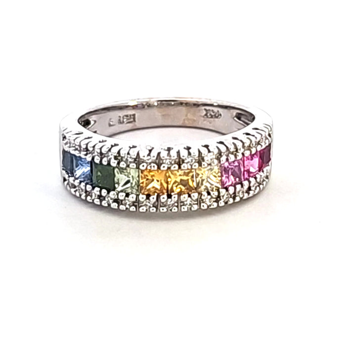 14KW Multi-Color Sapphire and Diamond Estate Ring
