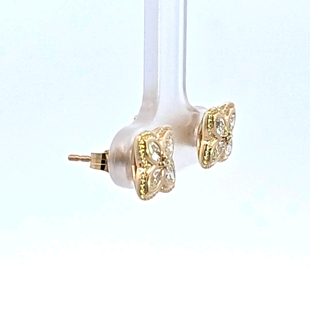 14KY Diamond Floral Earrings