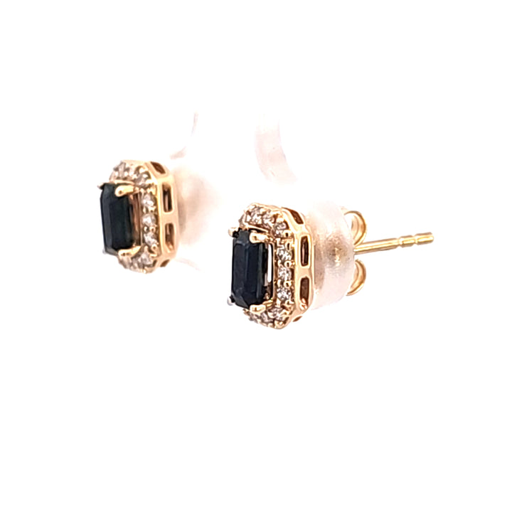 14KY Blue Sapphire and Diamond Earrings