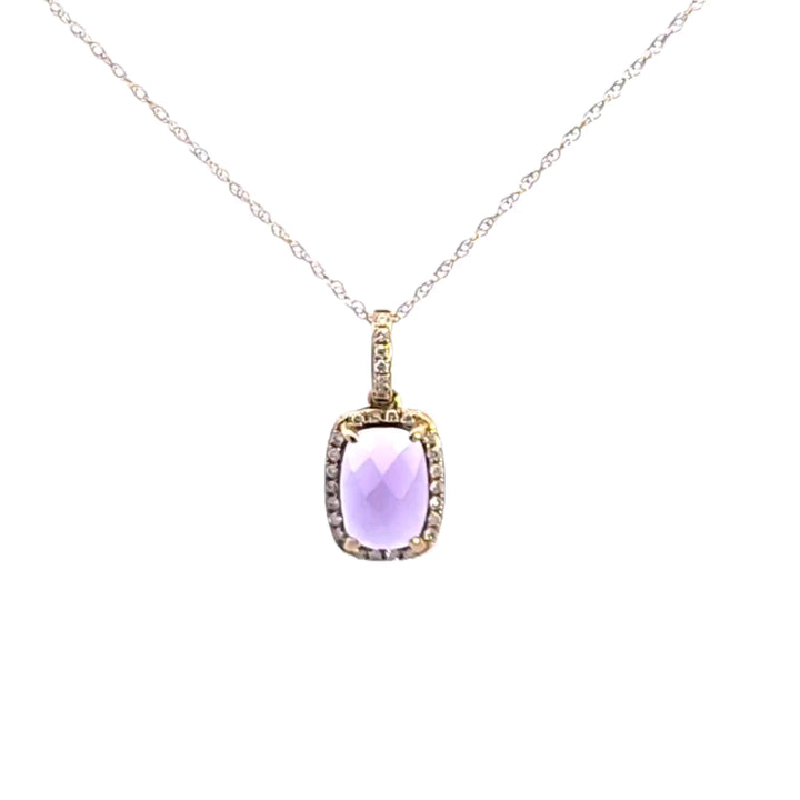 14KY Amethyst and Diamond Pendant