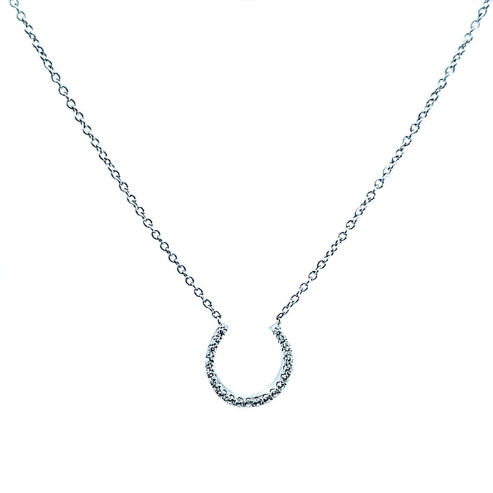 Sterling Silver and Platinum CZ Horseshoe Necklace