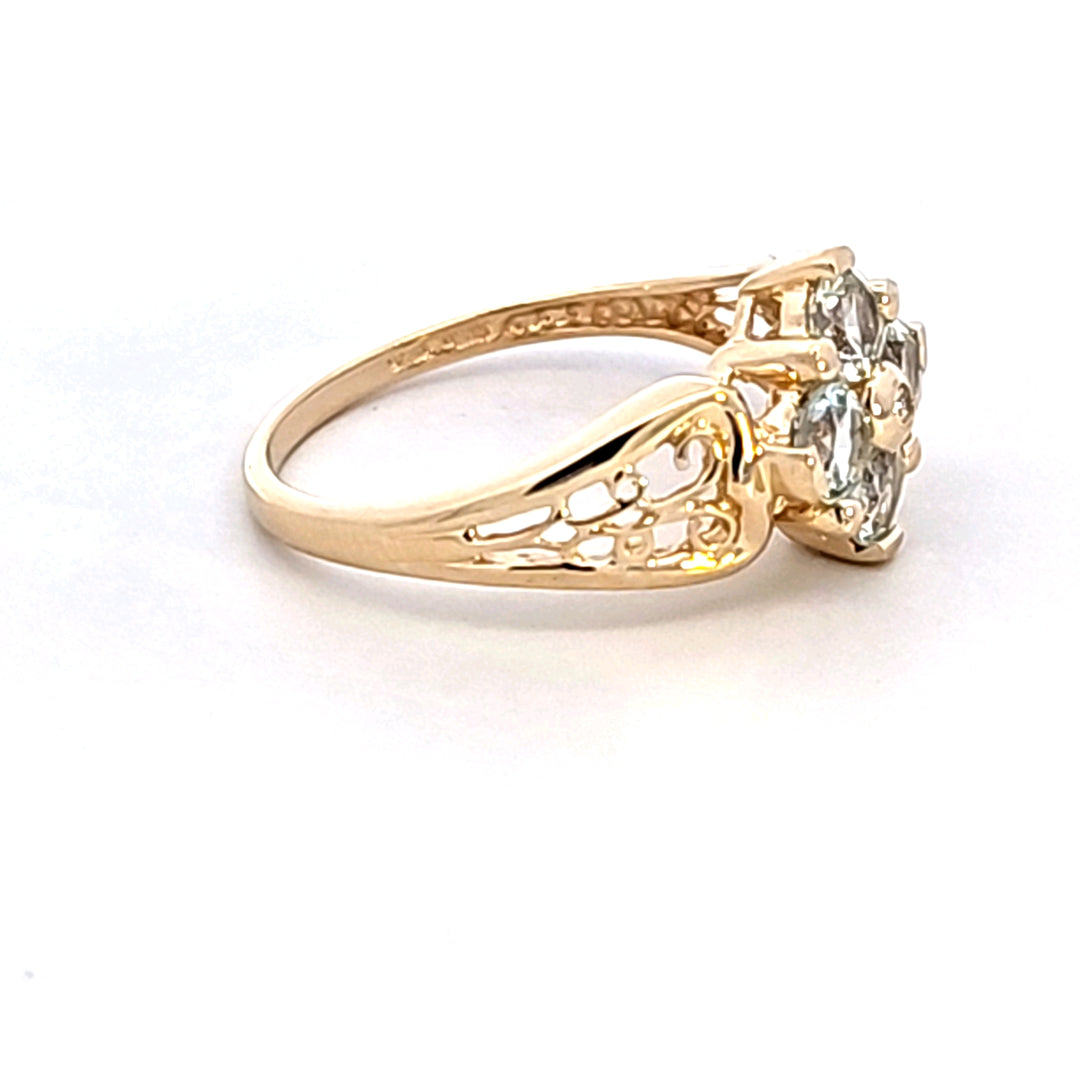 14KY Aquamarine and Diamond Estate Ring