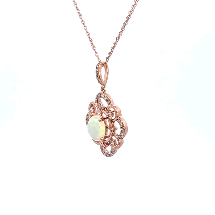 14KR Opal and Diamond Pendant