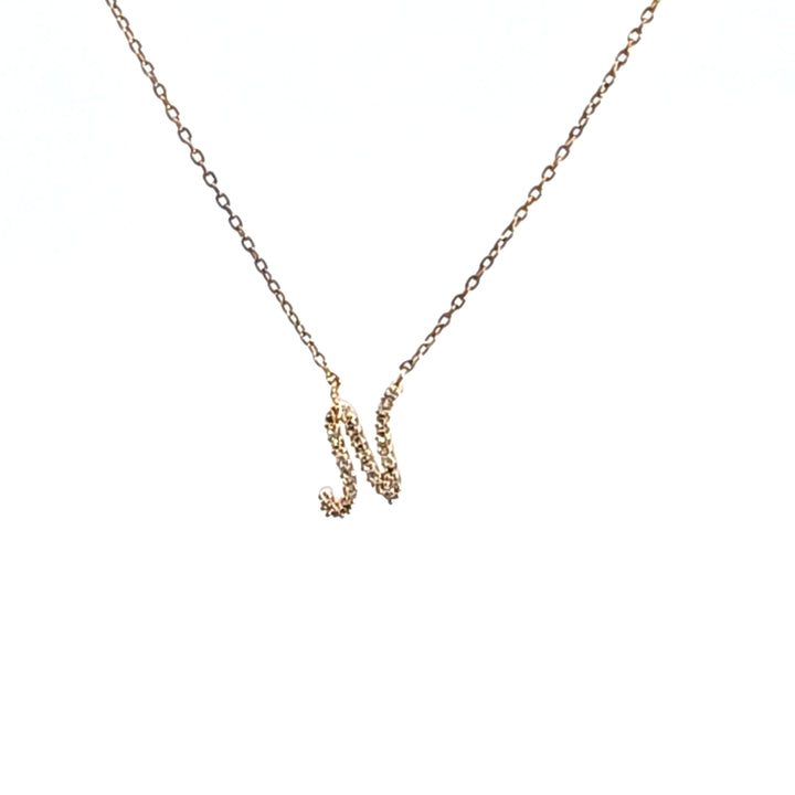 10KY Diamond Initial N Necklace