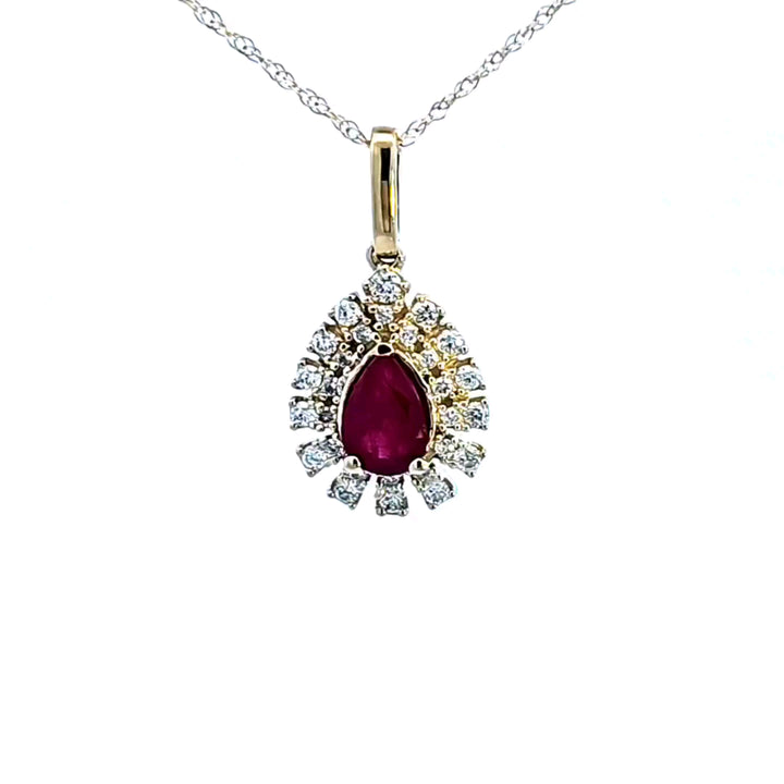14KY Ruby and Diamond Pendant