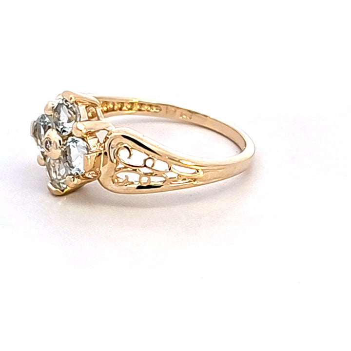 14KY Aquamarine and Diamond Estate Ring
