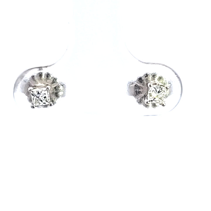 14KW 1/5 ctw Princess Cut Diamond Stud Earrings