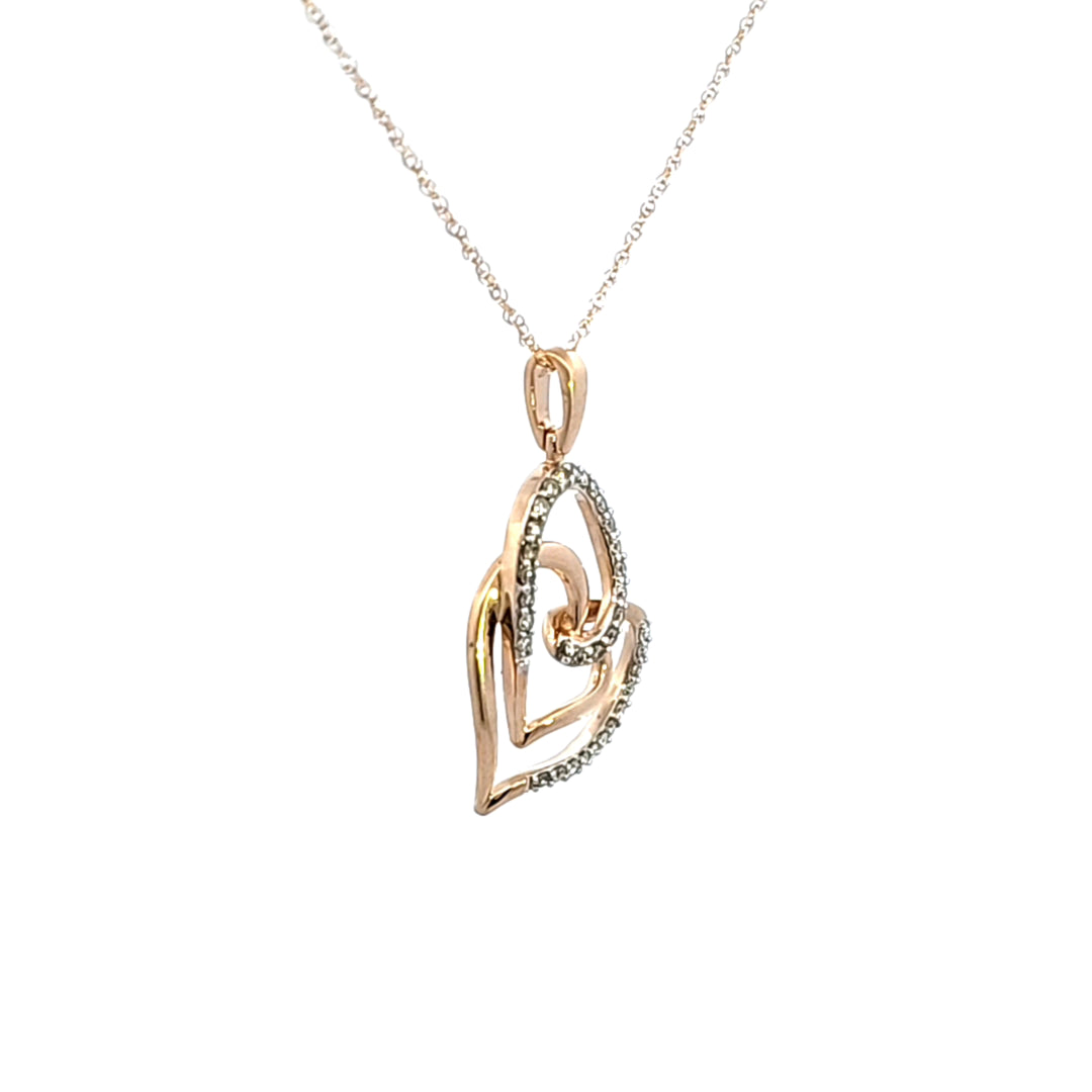 14KY Diamond Double Heart Pendant
