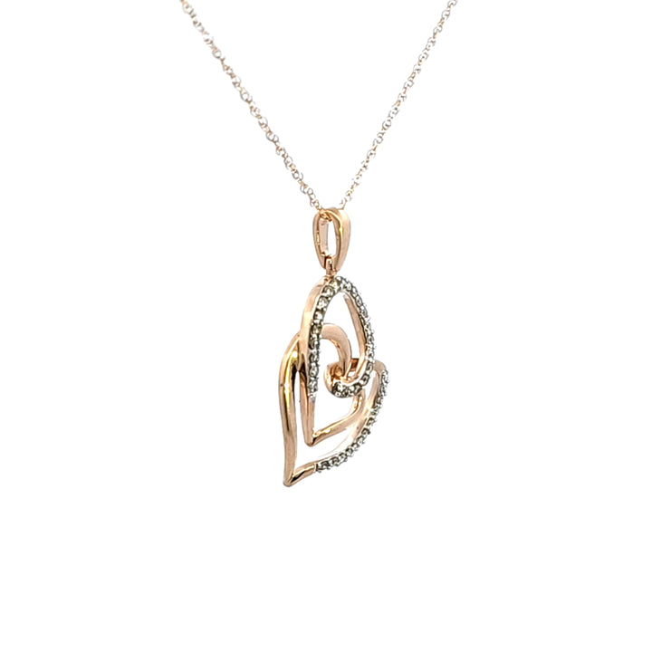 14KY Diamond Double Heart Pendant
