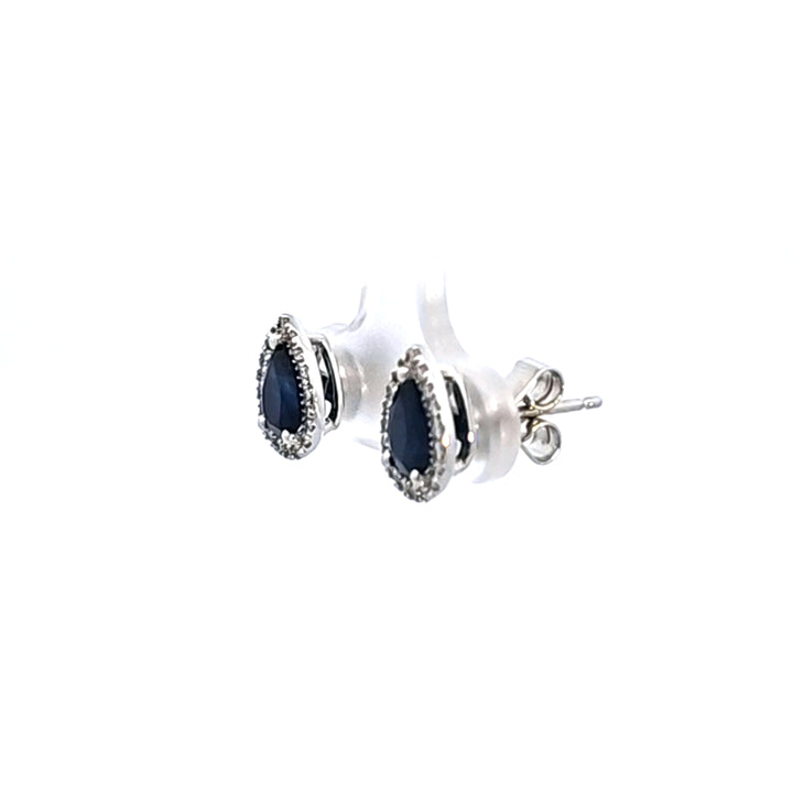 14KW Blue Sapphire and Diamond Earrings